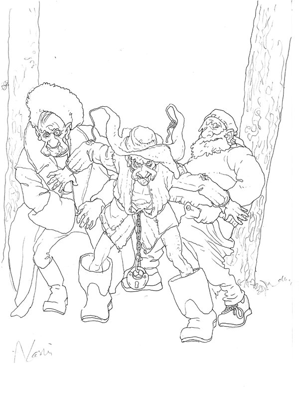 Andrzej Łaski, Andrzej Pilipiuk, Jakub Wędrowycz - Callendrier 2015 - Juin - Original Illustration