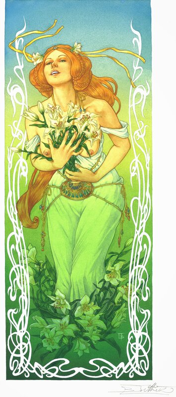 Hommage à Mucha par Béatrice Tillier - Illustration originale