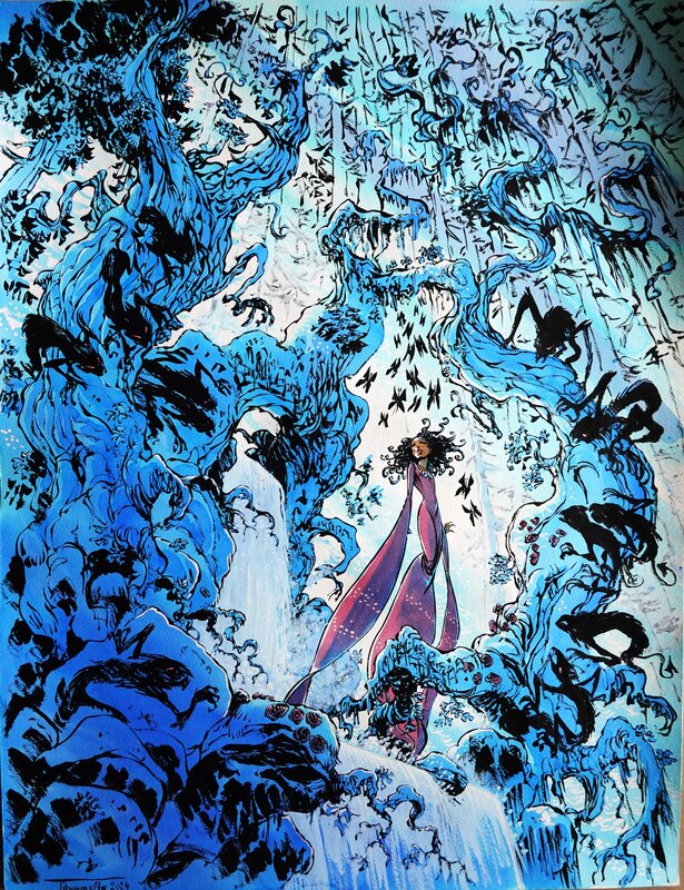 En vente - Tiburce Oger, vincent perez, Illustration La forêt - Planche originale
