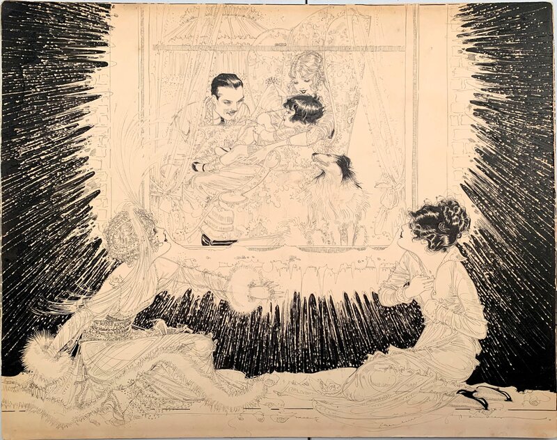 Illustration by Nell Brinkley circa 1910 for William Randolph Hurst - Illustration originale