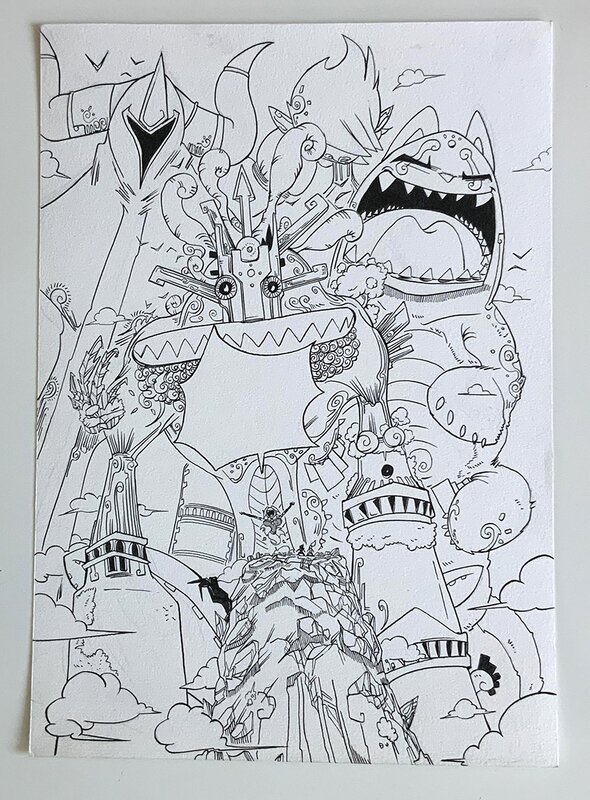 En vente - oTTami, Double Planche Encrée Manga Dofus Arena Tome 4 - Planche originale