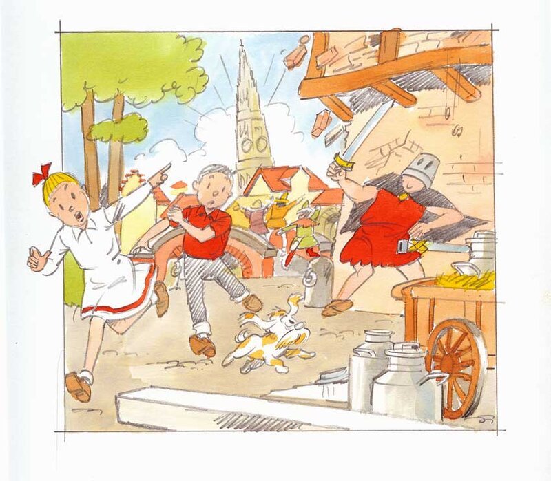 Paul Geerts, Voorstudie covertekening Suske en Wiske Amoris van Amoras - Planche originale