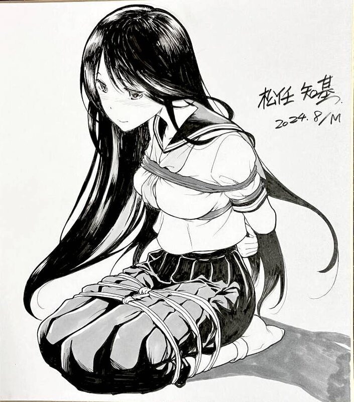 MATSUTO Tomiki, 松任知基, MATSUTOU TOMIKI, Clothed bondage. newly drawn illustration shikishi by Matsuto Tomoki - Original Illustration