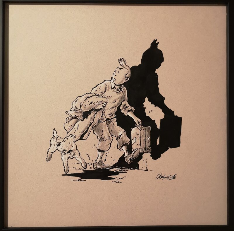 For sale - Christophe Chabouté, Tintin et Milou - Hommage à Hergé - Original Illustration