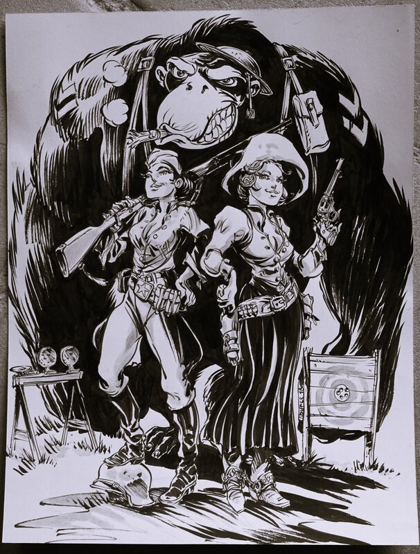 For sale - Tiburce Oger, Illustration gorille et pin-ups - Comic Strip
