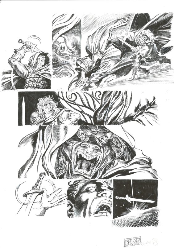 En vente - Paolo Martinello, Patrice Louinet, Robert E. Howard, Martinello, Conan le Cimmérien#10, La Maison aux trois bandits, planche n°29, 2020. - Planche originale