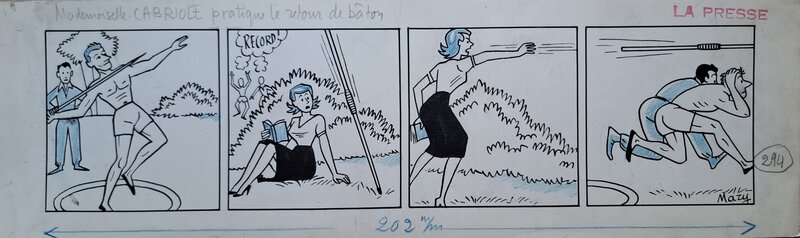 Mary, Jean Blondeau, Mlle Cabriole pratique le retour de bâton - Planche originale