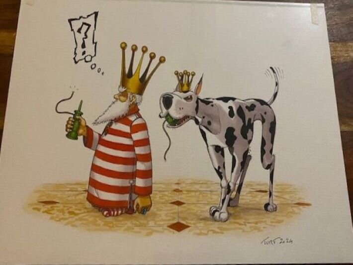 Le roi et son chien par Turf - Illustration originale