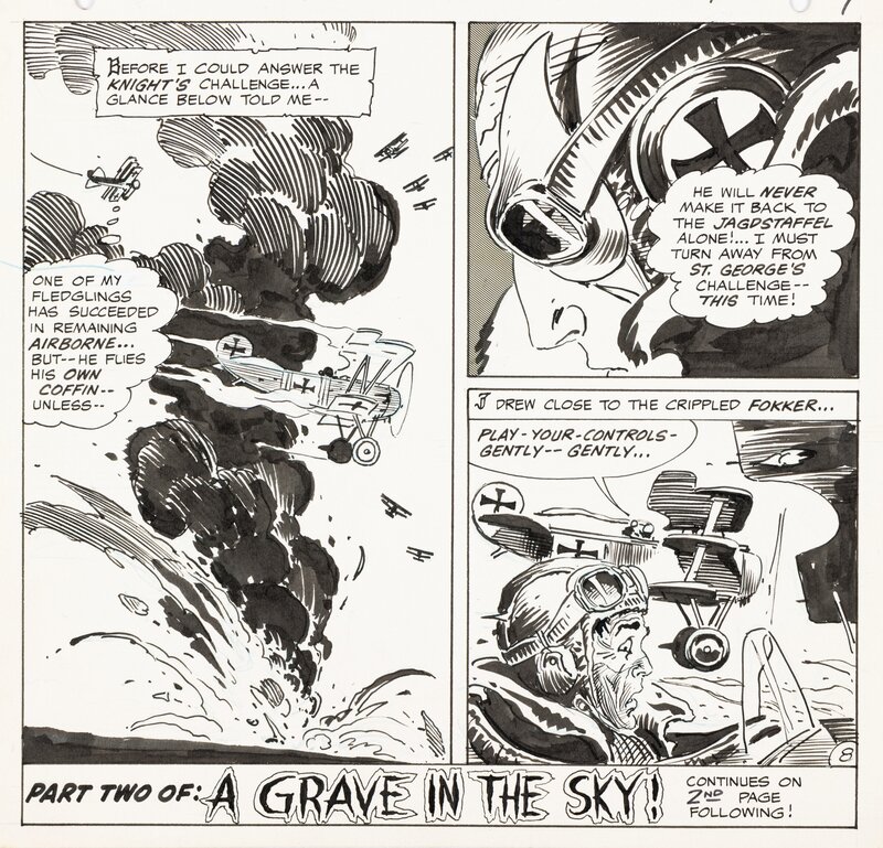 Joe Kubert, Star Spangled War Stories # 147 p. 8 . Enemy Ace ( 1969 ) - Comic Strip