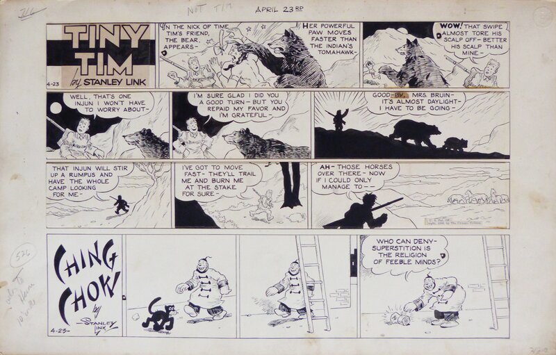 For sale - Tiny TIM et CHING CHOW planche originale de Stanley LINK de 1950 - Comic Strip
