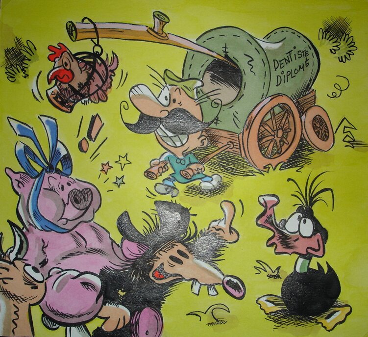 Charlie Schlingo, Gropépère a mal aux dents (Dentiste) - Illustration originale