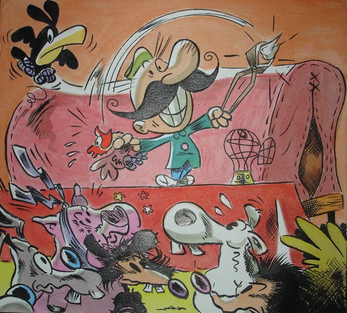 Charlie Schlingo, Gropépère a mal aux dents (Dentiste) - Illustration originale