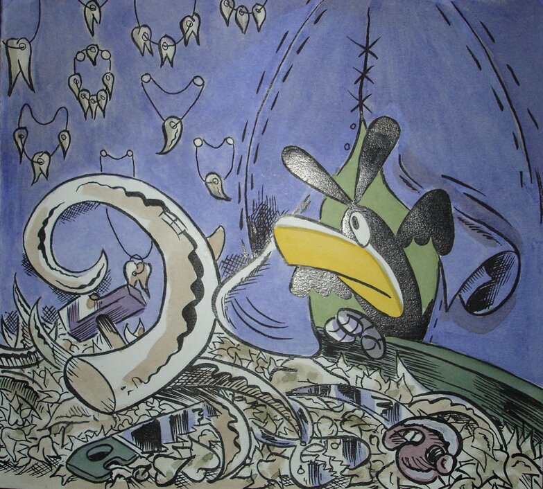 Charlie Schlingo, Gropépère a mal aux dents (Dentiste) - Illustration originale