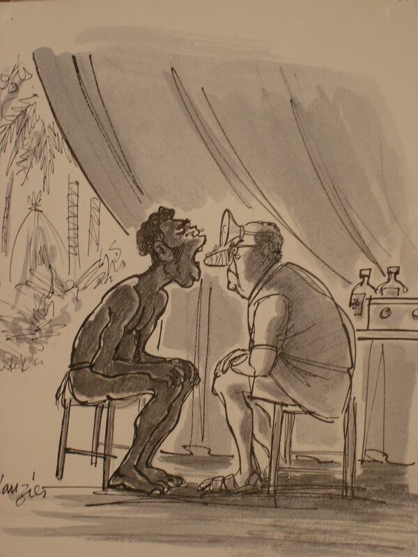 Dentiste en Afrique par Gérard Lauzier - Illustration originale
