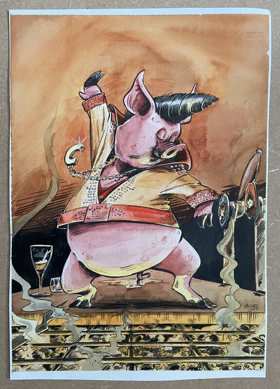 For sale - Cochon grillé by Arnaud Michel - Original Illustration