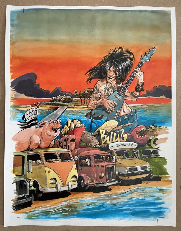 Festival foodtruck by Arnaud Michel - Original Illustration