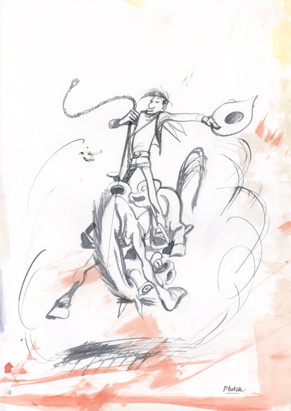 Blutch, Lucky Luke - Les indomptés - Hommage à Lucky Luke - Œuvre originale