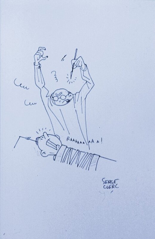 Serge Clerc, Image dessinée du dentiste. - Dédicace