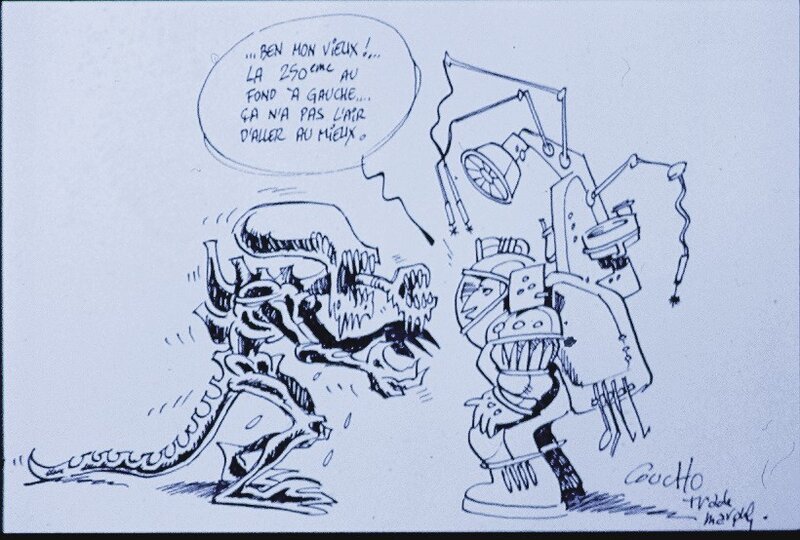 Coucho, Image dessinée du dentiste. - Dédicace