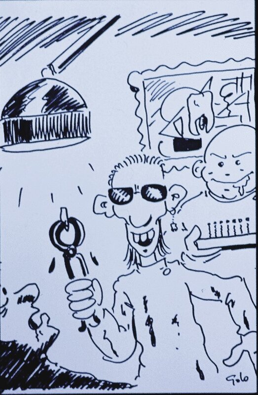 Golo, Image dessinée du dentiste. - Dédicace