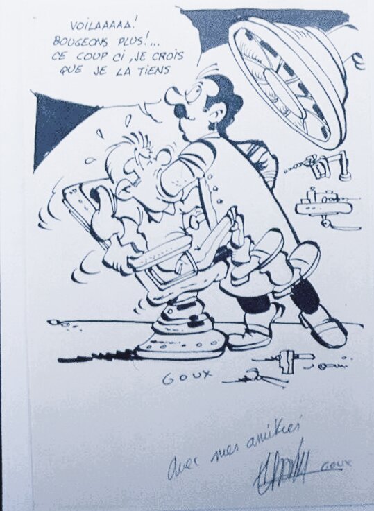 Christian Goux, Image dessinée du dentiste. - Dédicace