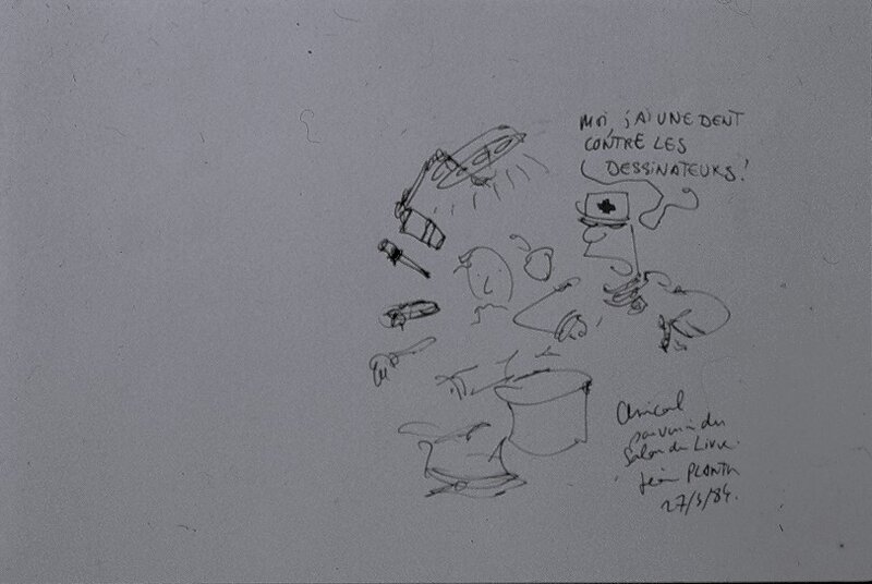 Plantu, Image dessinée du dentiste. - Dédicace