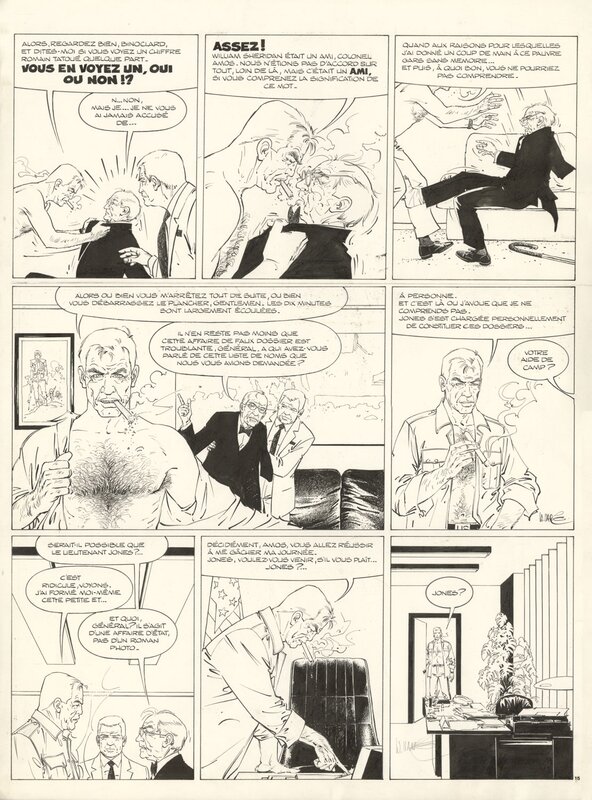 En vente - William Vance, Planche originale 15 de XIII, tome 4, SPADS - Planche originale