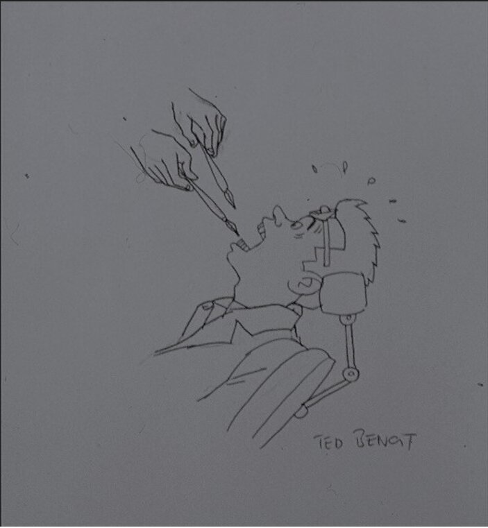 Ted Benoit, Image dessinée du dentiste. - Dédicace