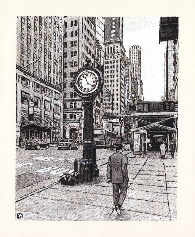 En vente - N.y. 8 - Clock par Jean-Claude Götting - Illustration originale