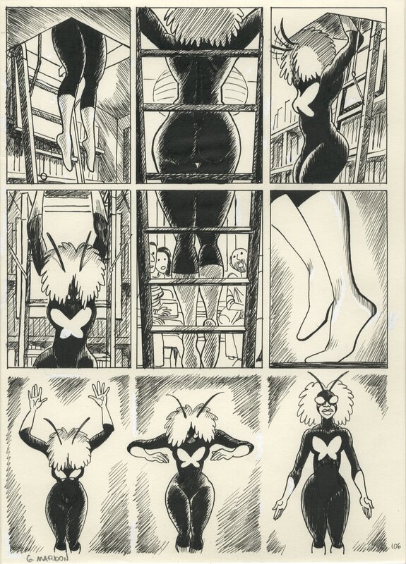 En vente - Grégory Mardon - la Femme Papillon p106 - Planche originale