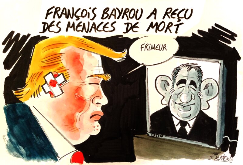 En vente - Trump/Bayrou par Simon Mitteault - Illustration originale