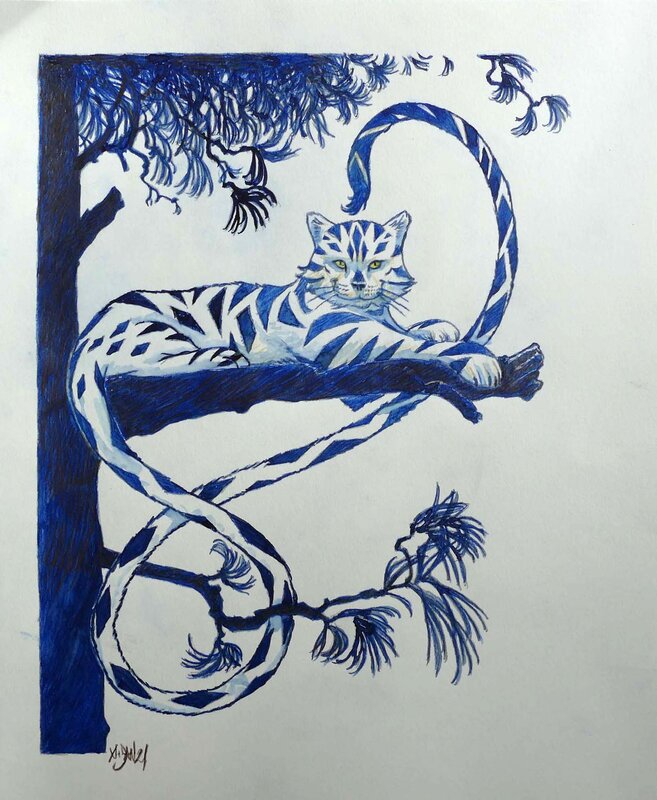 En vente - Chat Losange par A.DAN - Illustration originale