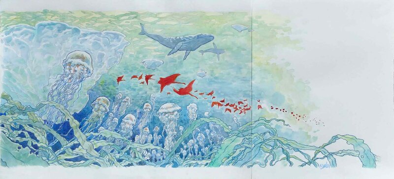 En vente - A.DAN, Fonds marins de Norges - Illustration originale