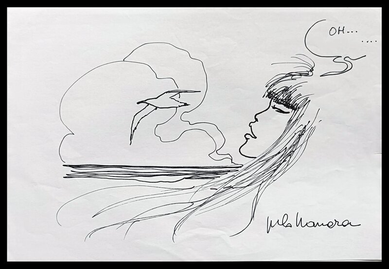 Pin up con gabbiano by Milo Manara - Sketch