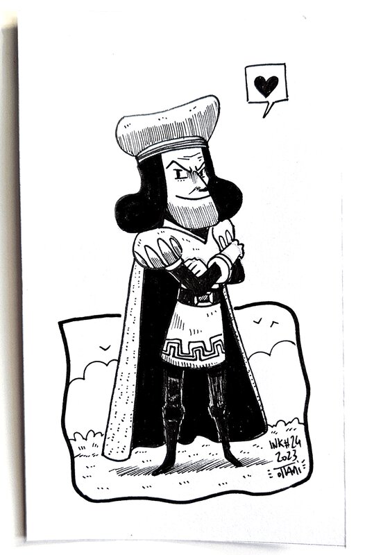 Dessin original de l'Inktober 2023 : Lord Farquaad de Shrek par oTTami ! - Planche originale