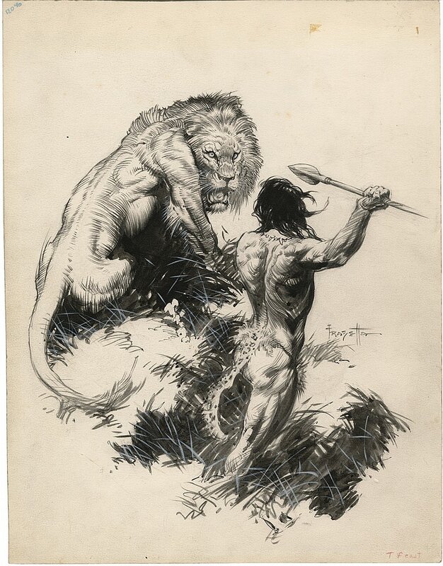Frank Frazetta - Tarzan and the Golden Lion (Canaveral plate) - Illustration originale