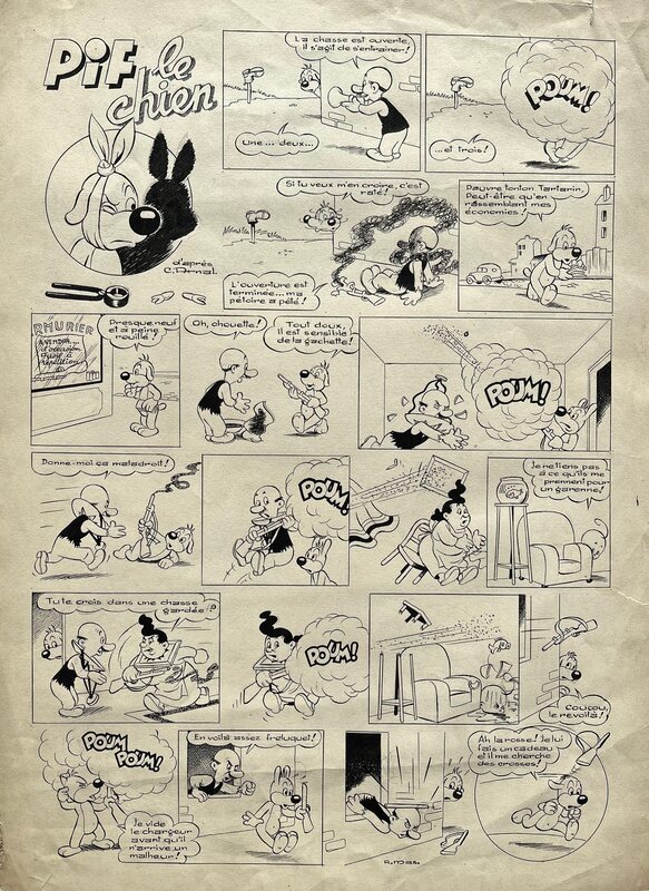Mas - Page de titre - PIF le Chien - Vaillant - Planche originale