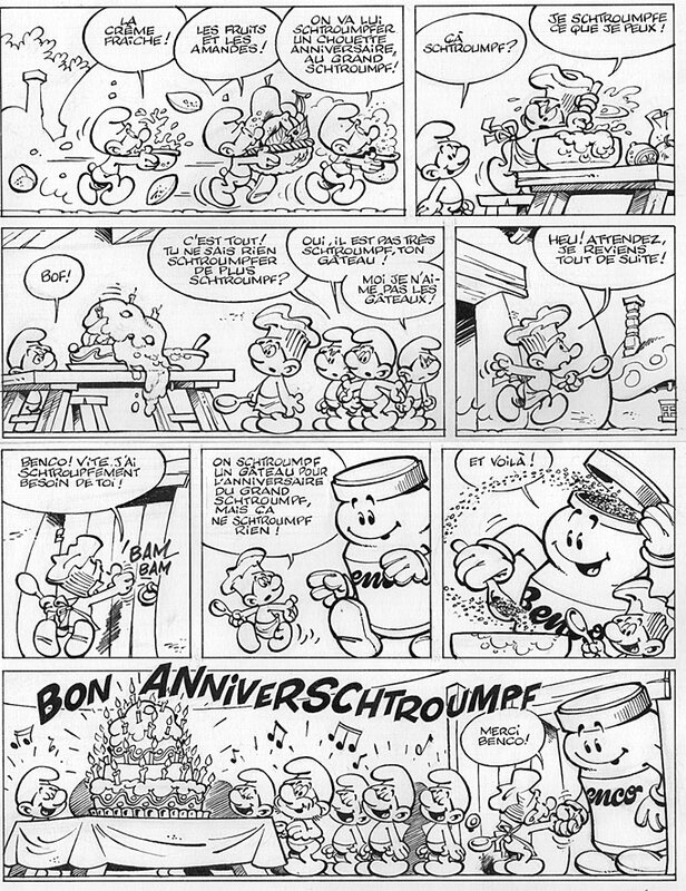 Peyo, Albert Blesteau, Benco et les Schtroumpfs - Planche originale