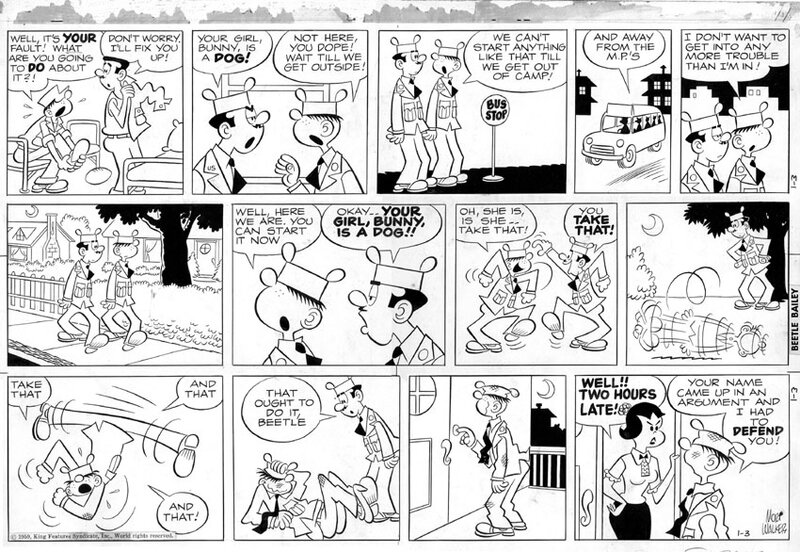 Mort Walker, Beetle Bailey Sunday page 1-3-1960 - Planche originale