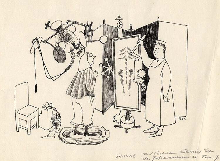 Cartoon with Moomin par Tove Jansson - Planche originale