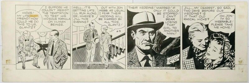 Alex Raymond - Rip Kirby daily strip dated 6–5-1946 - Planche originale