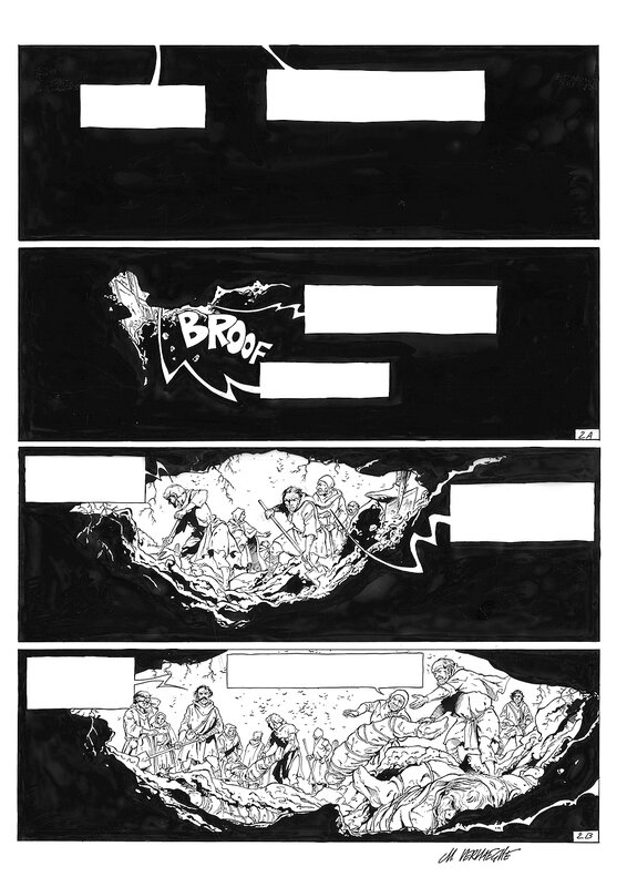 Christian Verhaeghe, Kroniek der Guldensporenslag (#2 - Winter) / Ambre Blanc (#2 - Hiver) - Planche originale