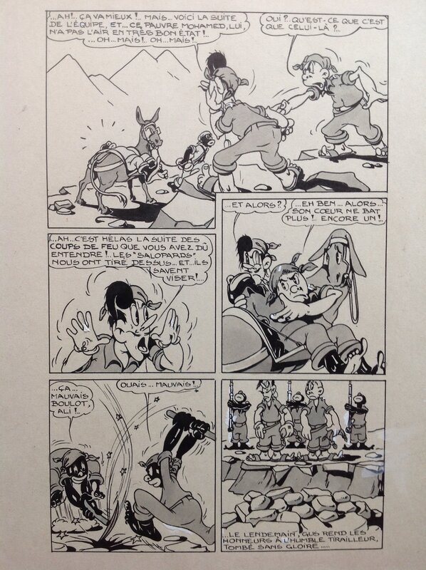 For sale - Bertolo René Gus et Gaetan 11 Planche Originale 2 (3) Légionnaire Ane Montagne Encre de Chine petit format Bd 1950 Atelier Chott - Comic Strip