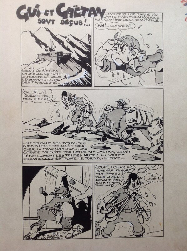 For sale - Bertolo René Gus et Gaetan 11 Planche Originale 1 (2) Légionnaire Ane Montagne Encre de Chine petit format Bd 1950 Atelier Chott - Comic Strip