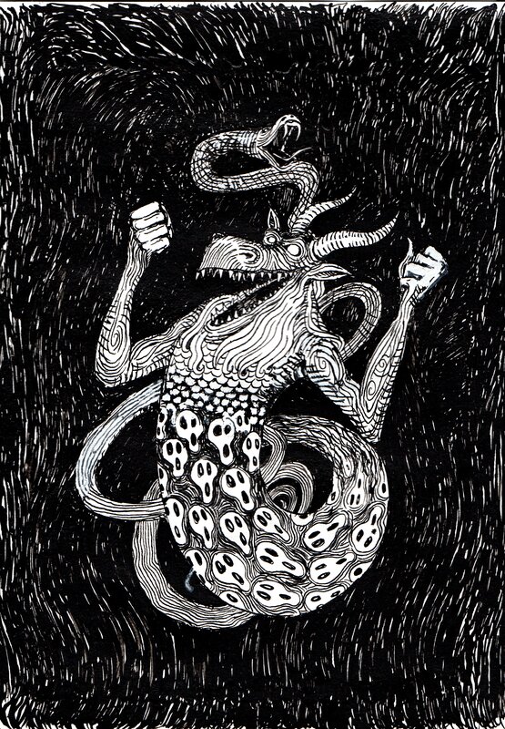 For sale - Le léviathan by Johann Guyot - Original Illustration