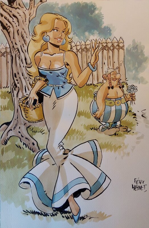 Félix Meynet, Asterix : Falbala et Obelix - Original Illustration