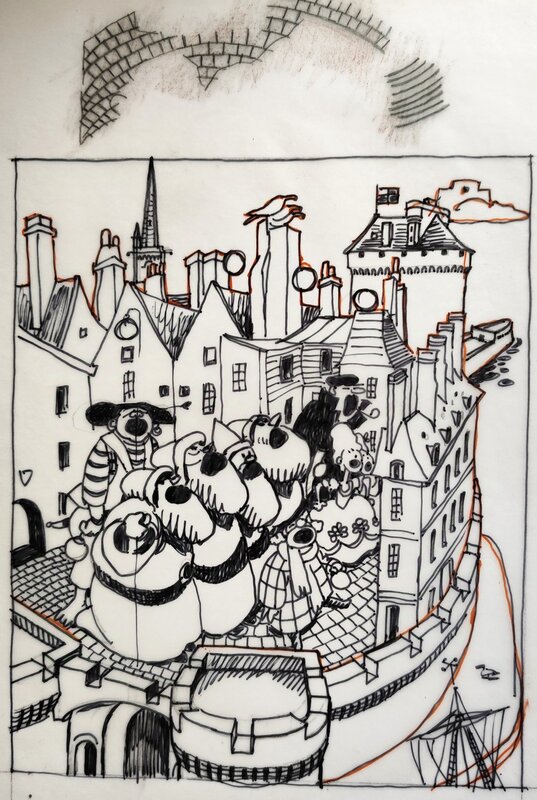 En vente - F'murrr, Les PERES NOEL DES REMPARTS DE ST MALO - Illustration originale