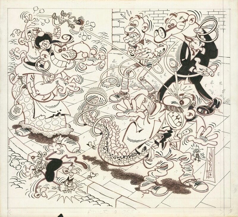 Francisco Ibáñez - Mortadelo y Filemón Olé! #365 / Clever & Smart #98 original cover art (1989) - Planche originale