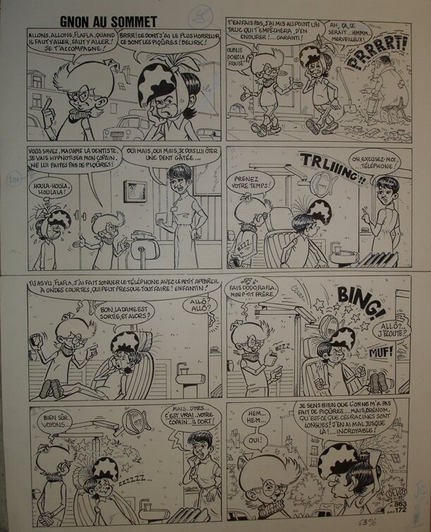 Jacques Devos, Flafla chez le dentiste (Génial Olivier, Gnon au sommet) - Planche originale