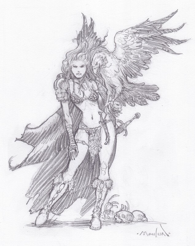 Crayonné Red Sonja par Régis Moulun - Illustration originale